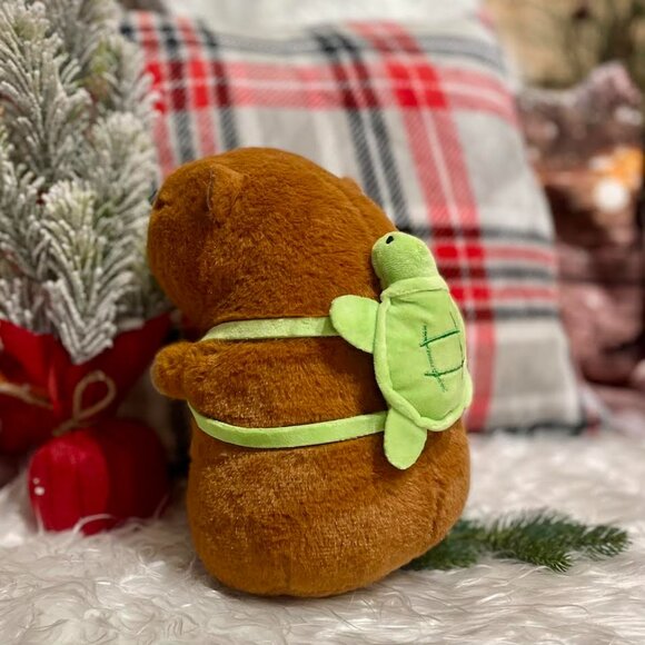 New! Capybara Carrying a Cute Little Turtle Backpack!  Plush and Adorable.  NWT - Picture 4 of 7